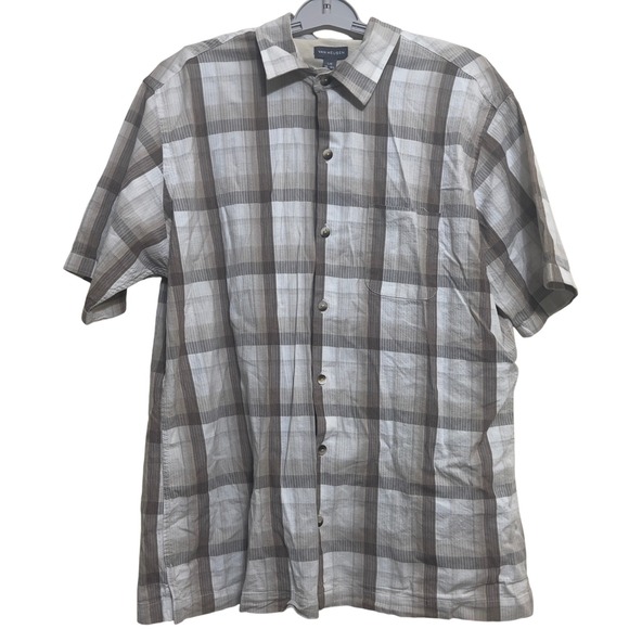 Van Heusen Other - VAN HEUSEN Mens Plaid Short Sleeve Button Up Shirt Size L 16-16.5